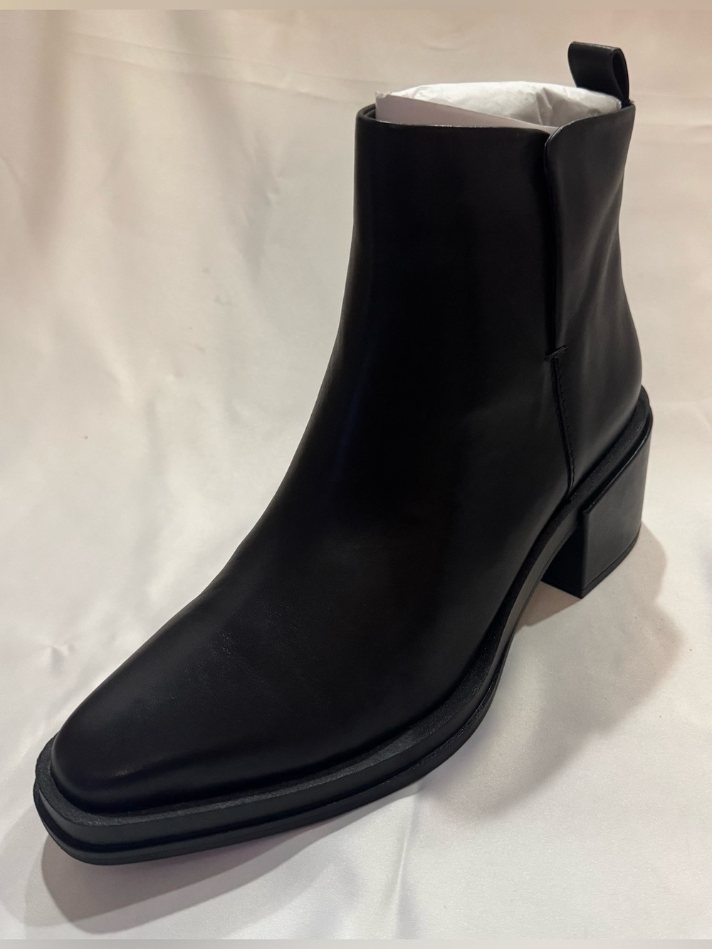 Franco Sarto Womens Dalden Block Heel Ankle Bootie Black leather 9.5M